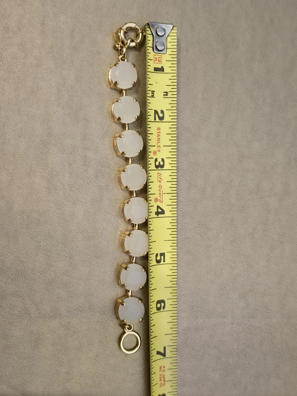 J. Crew Gold Link Bracelet with White Cabochon Stones